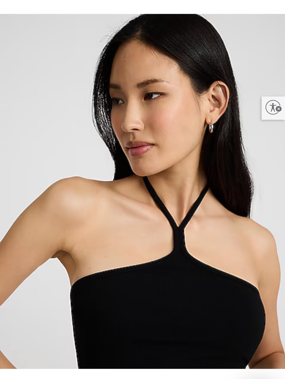 NWT Express Black Halter Crop Top Ribbed - Picture 4 of 6